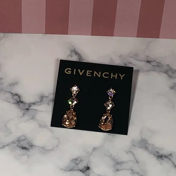 GIVENCHY Rose Gold/Champagne Drop Earrings with Post Backs - Picture 5 of 16